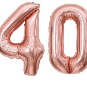 Rose Gold Number 40 Foil Balloons